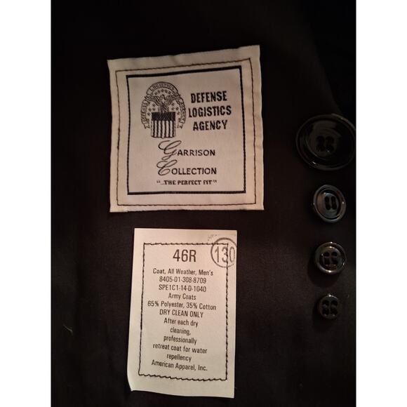 (9) DLA Garrison Collection Mens Army Trench Coat Size 46R Military Jacket Lined - Picture 8 of 8